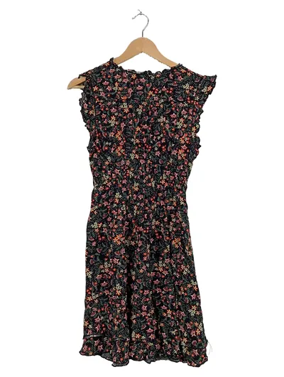 Apricot Sommerkleid Damen Gr. 40 L Schwarz Blumenmuster Freizeitkleid Viskose