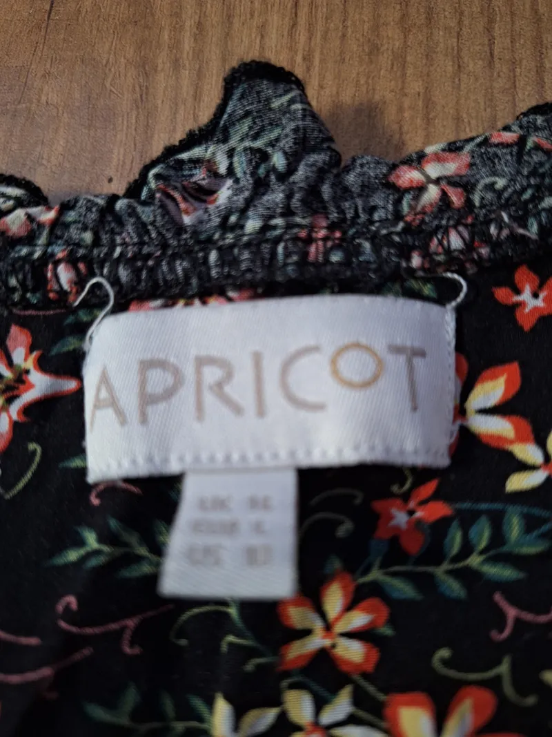 Apricot Sommerkleid Damen Gr. 40 L Schwarz Blumenmuster Freizeitkleid Viskose 3