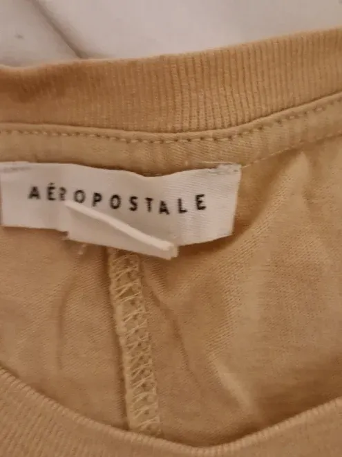 Aéropostale Damen T-Shirt AERO NEW YORK Cropped Beige Gr. 34 XS 4