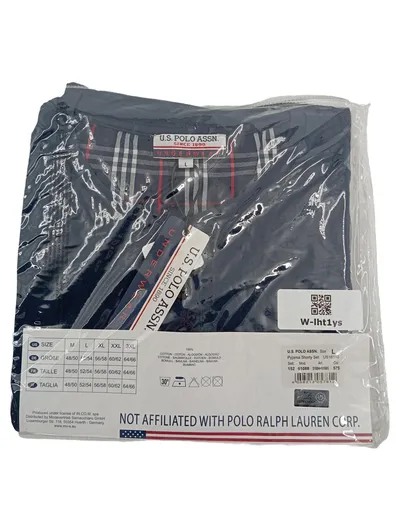 U.S. Polo Assn. Herren Schlafanzug Pyjama Set Kurz Blau Kariert Gr. 50 L