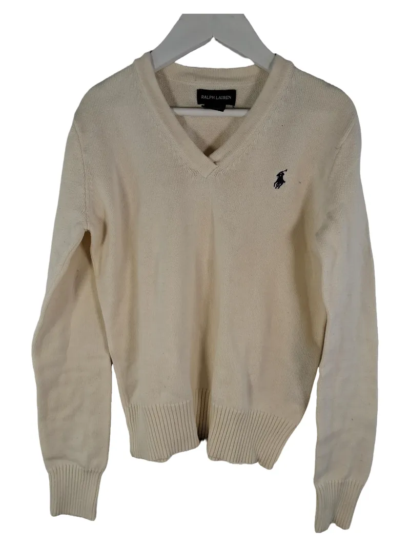 Ralph Lauren Pullover Kinder Gr. 152 L 12, 14 Weiß V-Ausschnitt Baumwolle 1