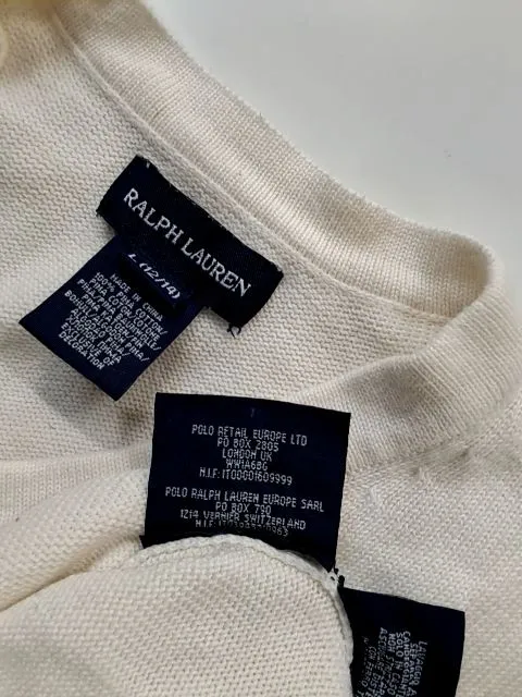 Ralph Lauren Pullover Kinder Gr. 152 L 12, 14 Weiß V-Ausschnitt Baumwolle 4