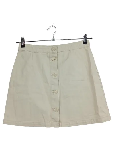 Monki Damen A-Linienrock Minirock Beige Gr. 38 Knopfleiste Casual Baumwolle