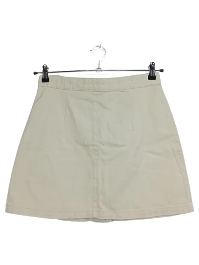 Monki Damen A-Linienrock Minirock Beige Gr. 38 Knopfleiste Casual Baumwolle