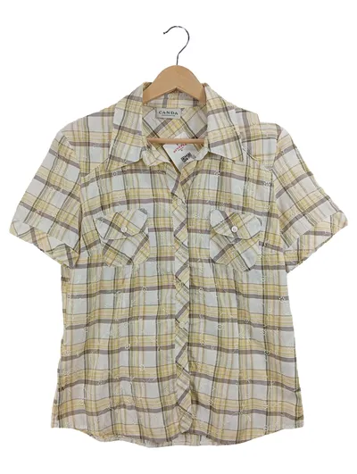 Canda Damen Bluse Freizeithemd kariert Mehrfarbig Gr. 40 Kurzarm