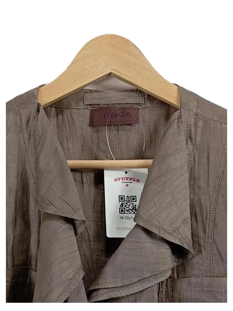 Devernois Blazer Damen Gr. 40 Braun Rüschen 3