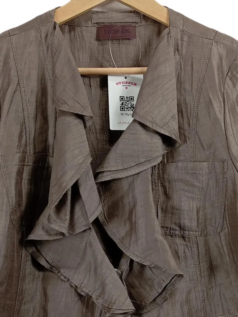 Devernois Blazer Damen Gr. 40 Braun Rüschen 4