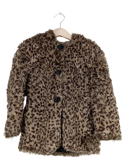 Palomino Felljacke Braun Animal-Print Kapuze Gr. 110