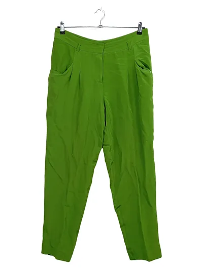 windsor. Elegante Seiden Stoffhose Damen Grün Gr. 42 W33 L30 Falten