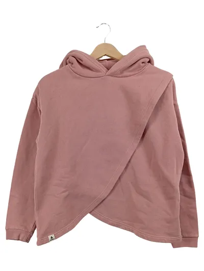 NOORLYS Damen Kapuzenpullover Hoodie Rosa Gr. 36 S Asymmetrisch Bio-Baumwolle