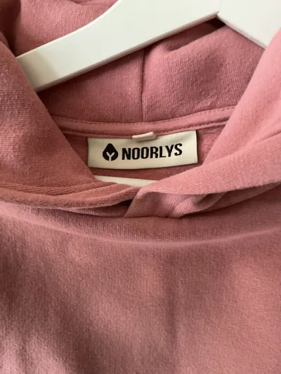 NOORLYS Damen Kapuzenpullover Hoodie Rosa Gr. 36 S Asymmetrisch Bio-Baumwolle