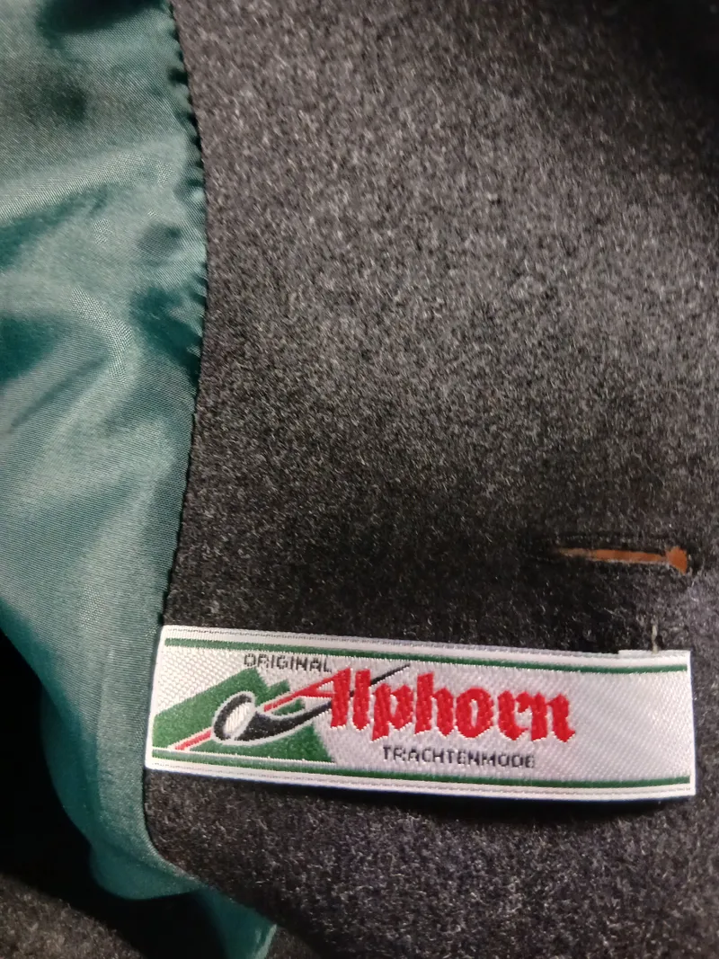 Alphorn Trachtenmantel Wollmantel Herren Gr. 50 L Grau Klassisch 3