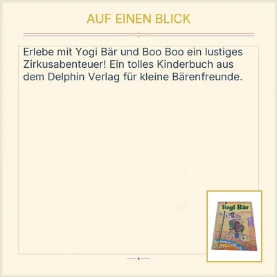 Yogi Bär Kinderbuch Delphin Verlag Zirkus Abenteuer Vorlesebuch
