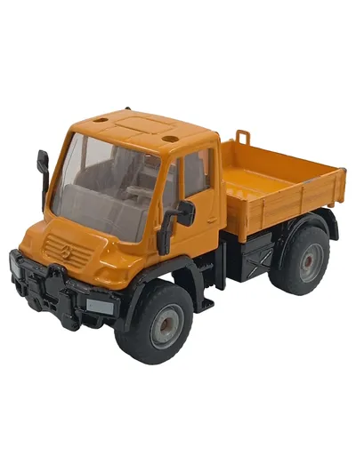 Mercedes-Benz Unimog Kipper Spielzeugauto LKW Metall Orange 10cm