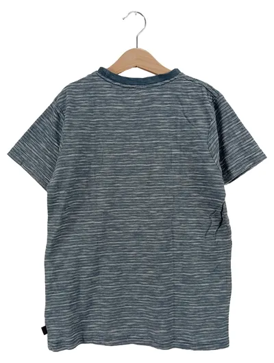 Quiksilver T-Shirt Damen Gr. 38 Grau Gestreift Kurzarm Baumwolle Logo-Print