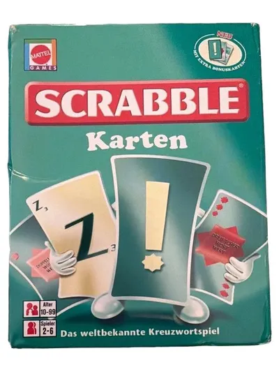 Mattel Scrabble Karten Kartenspiel Kreuzwortspiel Familien Spiel 2-6 Spieler