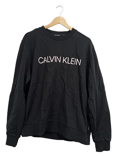 Calvin Klein Herren Sweatshirt Pullover Schwarz Logo-Print Gr. 54
