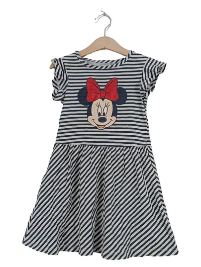 Minnie Mouse Sommerkleid Kinder Gr. 110 Gestreift Blau Weiß Schleife Baumwolle