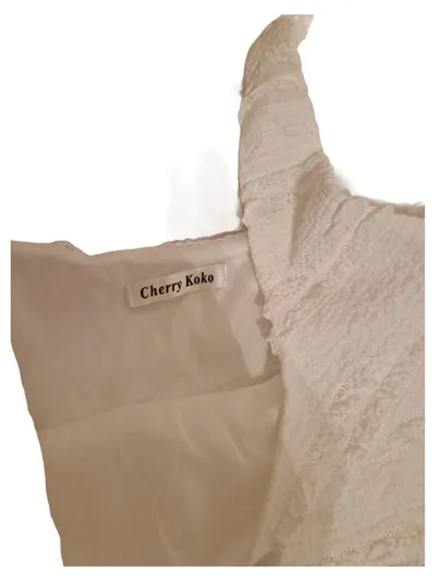 Cherry Koko Damen Strickkleid Weiß Gr. 36 S Trägerkleid Strukturmuster Casual