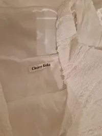 Cherry Koko Damen Strickkleid Weiß Gr. 36 S Trägerkleid Strukturmuster Casual 3