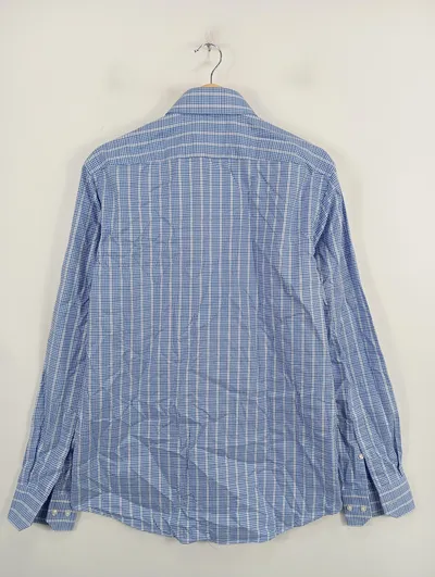 HUGO BOSS Business Hemd Herren Blau Kariert Langarm Gr. 50 L Regular Fit