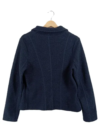 DIBARI Blazer Damen Gr. 42 Blau Klassisch Wappen Goldknöpfe Wolle