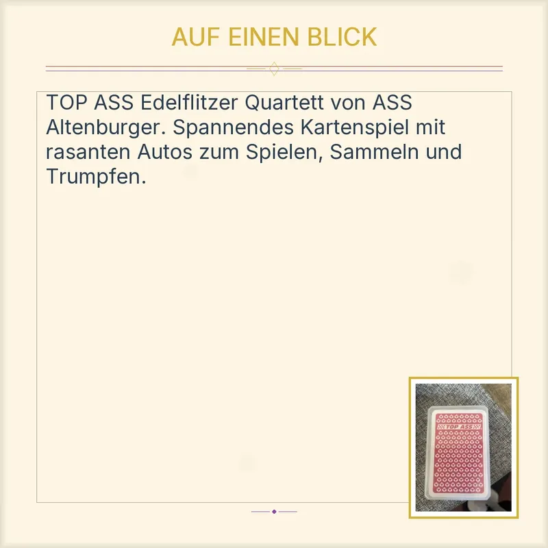 ASS Altenburger TOP ASS Edelflitzer Quartett Kartenspiel Auto Trumpfspiel 3