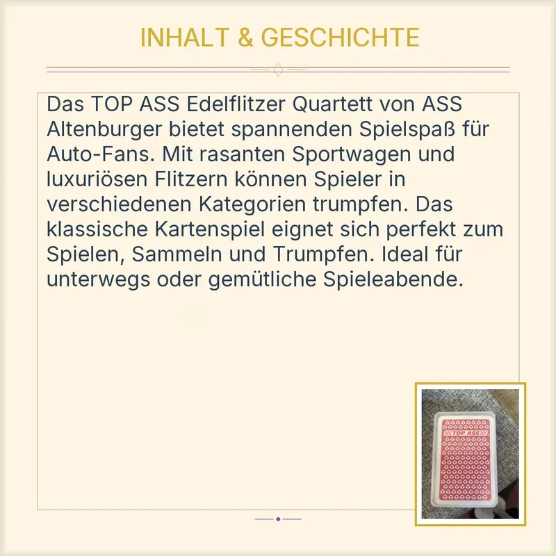 ASS Altenburger TOP ASS Edelflitzer Quartett Kartenspiel Auto Trumpfspiel 4