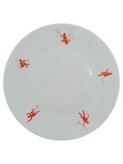 FÜRSTENBERG Essteller Teufel Motiv Porzellan Weiß 17 cm