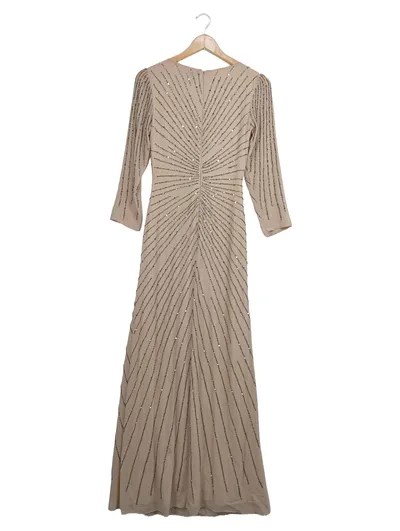 Lace & Beads Damen Abendkleid Beige Gr. 36 S Pailletten Maxikleid Elegant