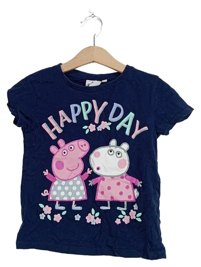 Peppa Pig Kinder Fanshirt T-Shirt Happy Day Blau Gr. 116 Baumwolle
