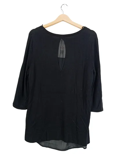 Grain de Malice Damen Pullover Gr. 40 L Schwarz 3/4-Arm Cut-Out Viskose