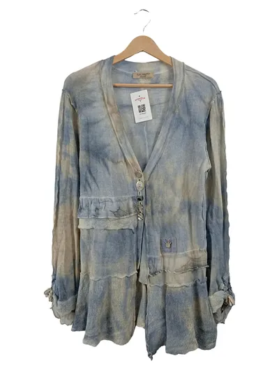 Elisa Cavaletti Strickjacke Damen Blau Gr. 38 M Wolle Bohemian