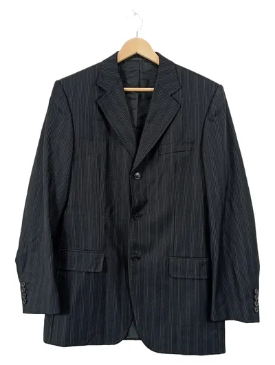 HUGO BOSS Sakko Herren Gr. 50 L Schwarz Gestreift Klassisch Business