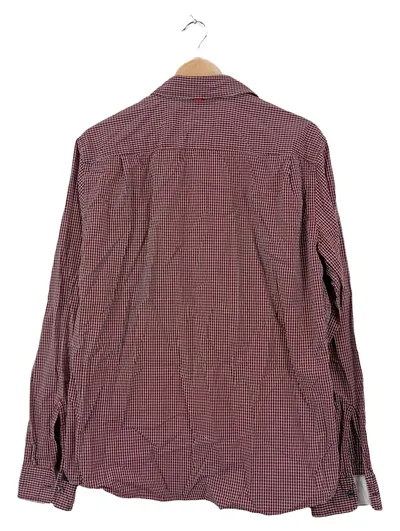 Strellson Freizeithemd Herren Gr. 50 L Rot Kariert Langarm Baumwolle
