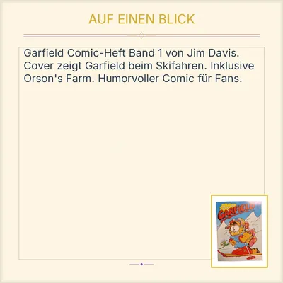Garfield Comic Heft Band 1 Jim Davis mit Orsons Farm