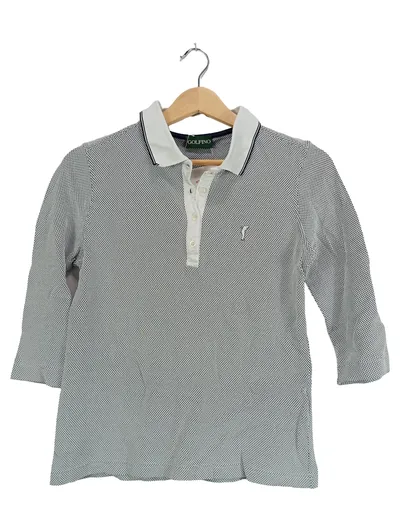 GOLFINO Damen Poloshirt Grau Gr. 40 L Sportlich 3/4-Arm