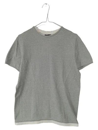Zara Man Herren T-Shirt Gr. S Grau Doppel-Layer Look Strukturiert