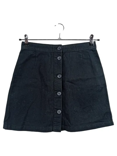 Monki Damen A-Linienrock Minirock Schwarz Gr. 38 Knopfleiste 100% Baumwolle