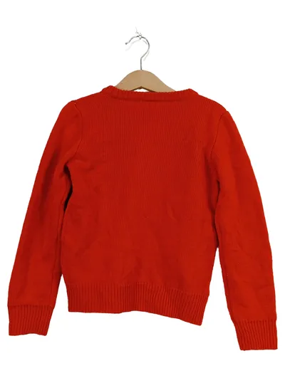 KUNIBOO Kinder Pullover Rentier Motiv Weihnachten Rot Gr. 110/116