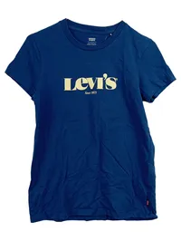 Levi's Damen T-Shirt Logo Print Blau Gr. XS Baumwolle Casual 1