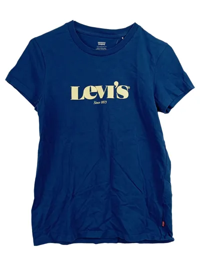 Levi's Damen T-Shirt Logo Print Blau Gr. XS Baumwolle Casual