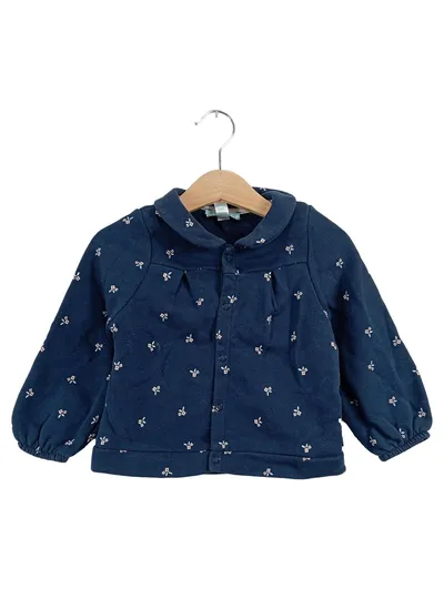 Obaïbi Sweatjacke Blau Blumenmuster Gr. 86 Mädchen Casual