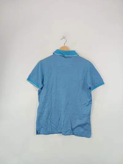 KARL LAGERFELD Herren Poloshirt Blau Kariert Gr. 48 M Kurzarm Casual