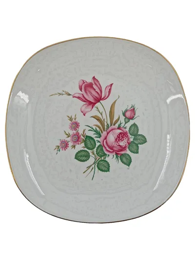 Schumann Arzberg Sammelteller Vintage Blumenmotiv Weiß Keramik 27cm