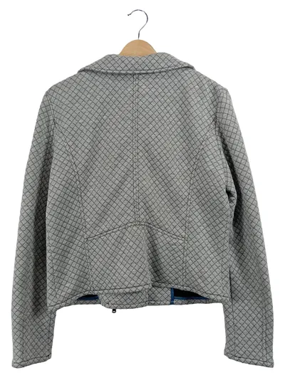 Peckott Steppjacke Biker-Stil Grau Gr. 40 L Rautenmuster Reißverschluss