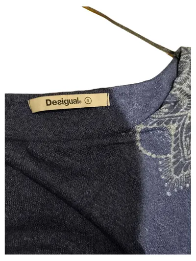 Desigual Damen Freizeitkleid Gr. 36 S Blau Mandala Muster Raffung