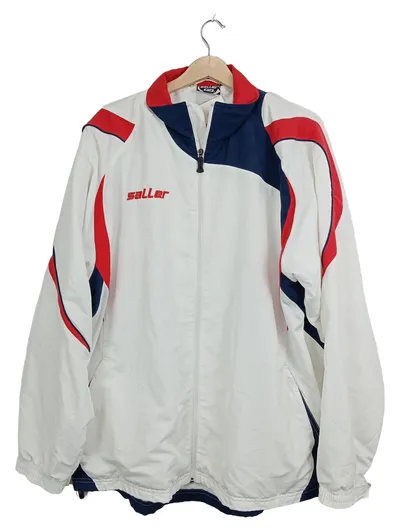 Saller Trainingsjacke Herren Gr. 52 XL Weiß Sportjacke