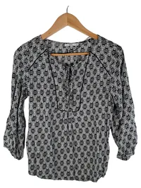 edc by Esprit Damen Bluse Ethno Muster 3/4 Arm Viskose Schwarz Gr. XS 1