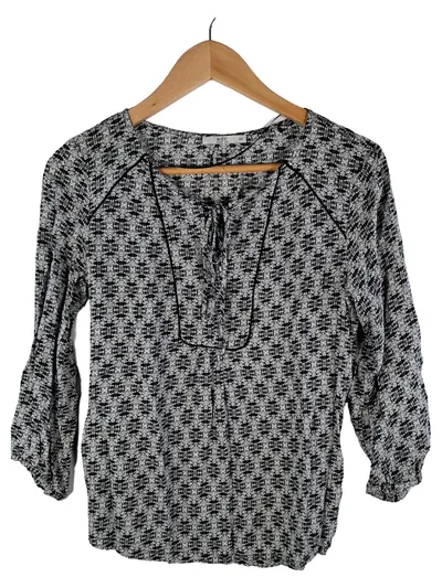 edc by Esprit Damen Bluse Ethno Muster 3/4 Arm Viskose Schwarz Gr. XS